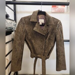 Studded Olive Suede Women's Jacket